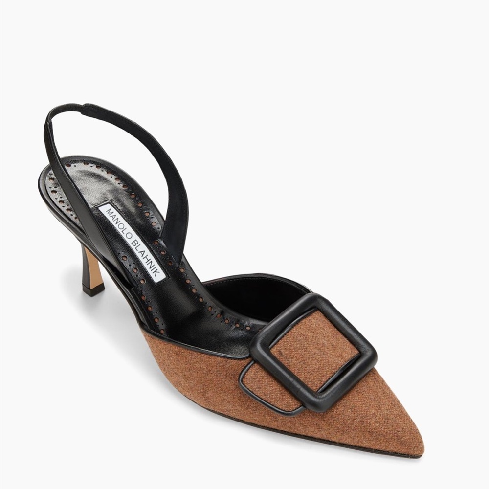 Manolo Blahnik
Mayslibi Gala Wool-Blend Slingback Pumps  New